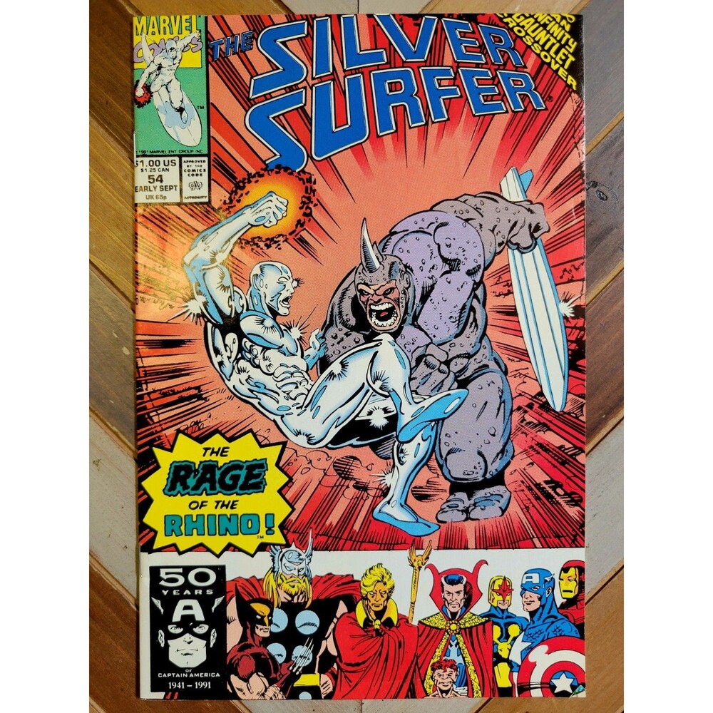 Silver Surfer #54 (Marvel 1991) Battle vs. Rhino Infinity Crossover By Marz/Lim